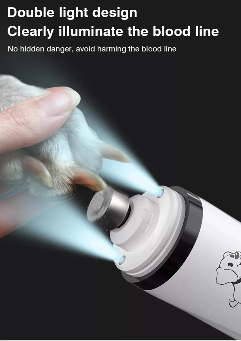 Electric Pet Nail Grinder With LED Light Cat Dogs Nail Clippers USB Rechargeable Paws Nail Cutter Pet Grooming Trimmer Supplies