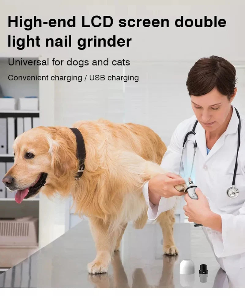 Electric Pet Nail Grinder With LED Light Cat Dogs Nail Clippers USB Rechargeable Paws Nail Cutter Pet Grooming Trimmer Supplies